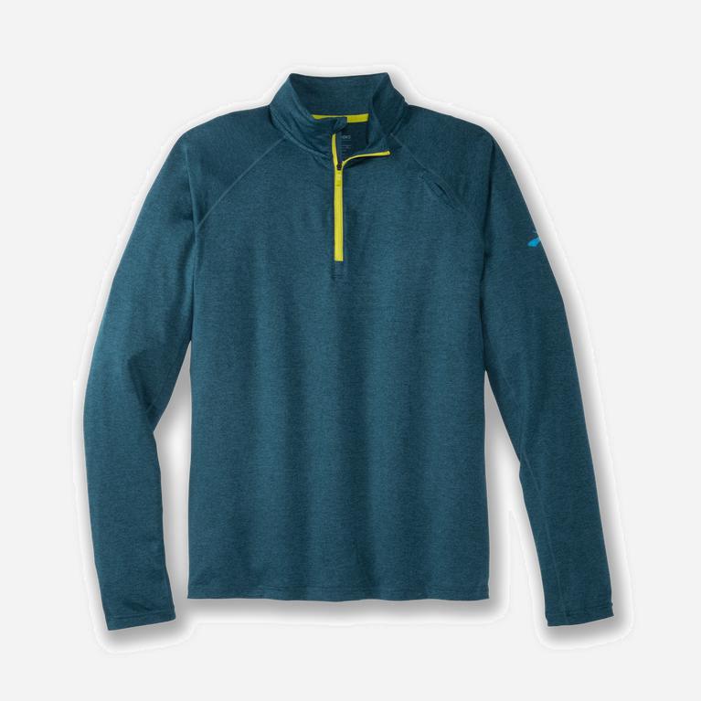 Brooks Dash 1/2 Zip Australia - Men's Running Jackets - Heather Alpine/Bright Moss/CadetBlue (954083